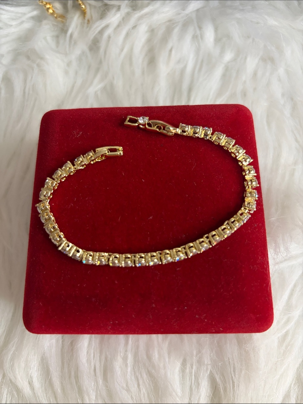 Gold Tennis Bracelet with Clear Stones - Women Jewelry